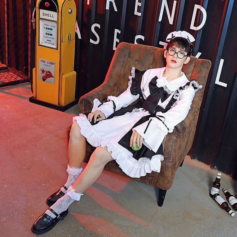 Tenue de femme de chambre Lolita Cosplay pour hommes et femmes, costume mignon avec nœud papillon Mucama, uniforme noir et blanc, tablier sexy, robe Kawaii, 7,0, 73