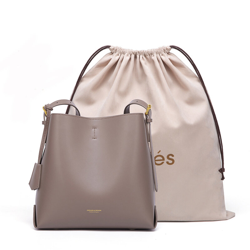 Cnhol-女性用ソフトバケットバッグ,女性用牛革レザーショルダーバッグ,女性用高級バッグ