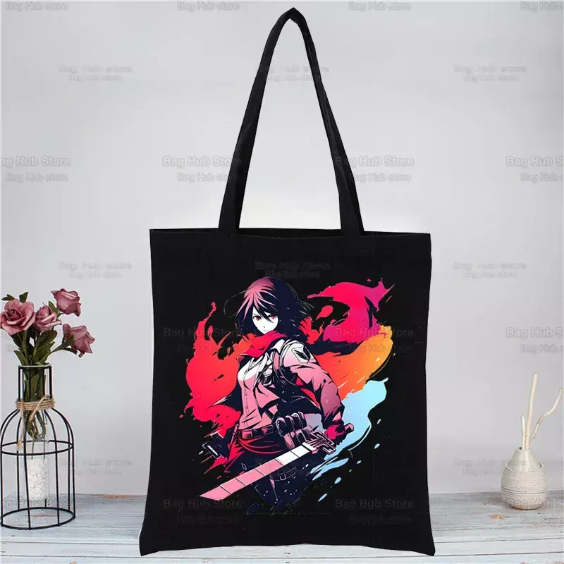 Mikasa Ackerman Custom Images Fashion Travel Canvas Bags Tote Bag Shopping Original Design Grocery Bag Pures Shopper