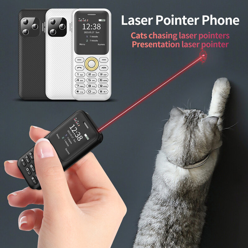 SERVO Laser Mini Mobile Phone 2G GSM Bluetooth Dial Auto Call Recorder 2 SIM Magic Voice Presentation Laser Pointer Telephones