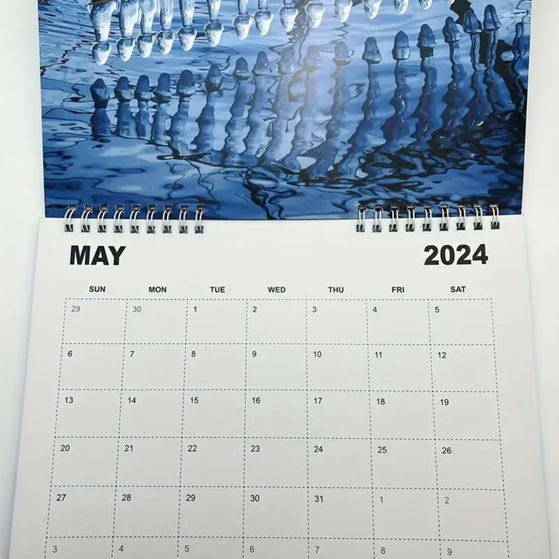Kalender dinding 2024 kalender dinding bulanan alami kalender tahan air mata untuk wisatawan memanjat kalender dinding lucu