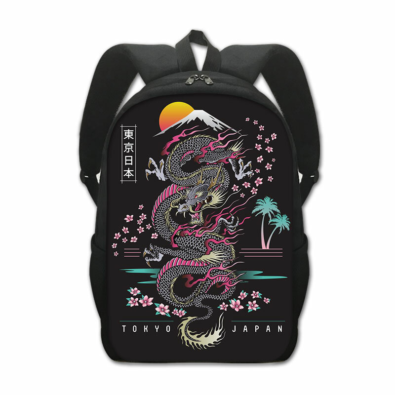 Mochila japonesa Koi Fish Crane Dragão Asiático, Harajuku Rucksack, Mochilas escolares para adolescentes meninos e meninas, Hip Hop Book Bag, mulheres e homens