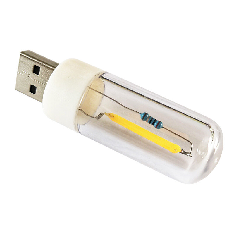 Portátil USB LED Camping Lamp, Luz Noturna, Filamento, Iluminação, USB, Carregamento, Tesouro, Notebook, Lâmpada de energia móvel, 5V, 1Pc