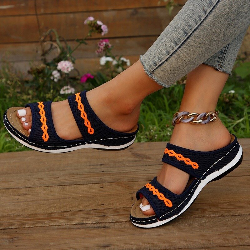 Sandalias de tacón bajo con cuña para Mujer, Zapatos elegantes de verano, novedad de 2024