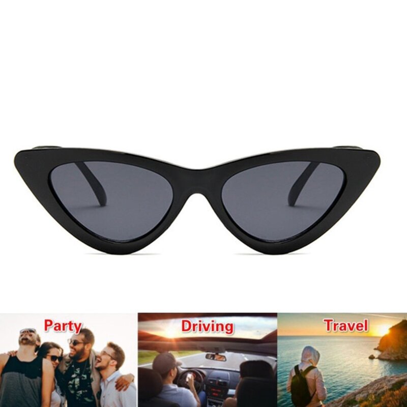 Gafas de sol de ojo de gato para mujer, montura de plástico, gafas de sol clásicas, espejo de moda Retro, caja pequeña, nuevas