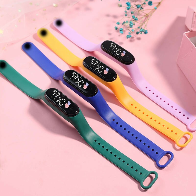 Kawaii inteligentny zegarek dla dzieci moda Outdoor wodoodporne sportowe zegarki dziecięce chłopiec dziewczyny cyfrowe zegarki silikonowe montre enfant