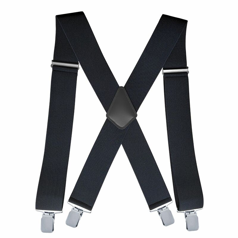 Bretelle da uomo di grandi dimensioni bretelle da lavoro elastiche regolabili per impieghi gravosi 5cm/2 pollici di larghezza X indietro con 4 cinturini per pantaloni con clip robuste