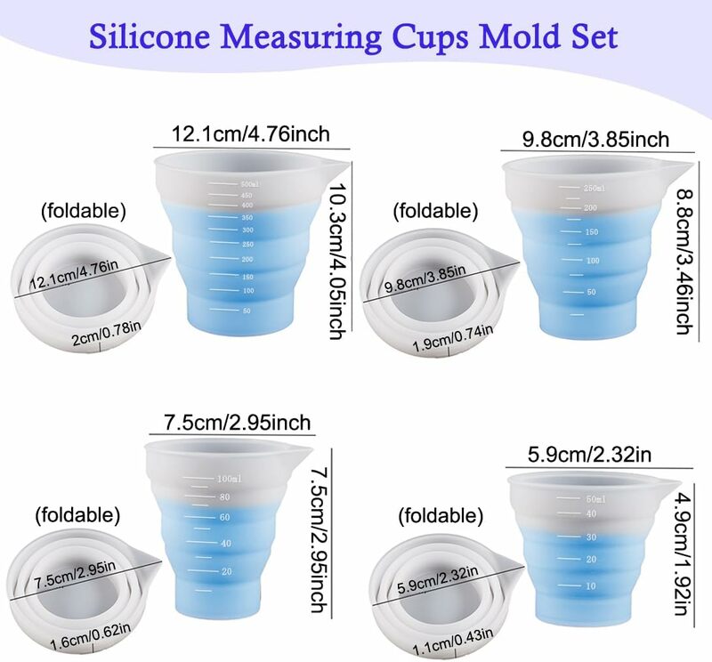 Silikonowe miseczki miarowe silikonowe miarki do pomiaru składanych kubki pomiarowe silikonowych do form epoksydowych