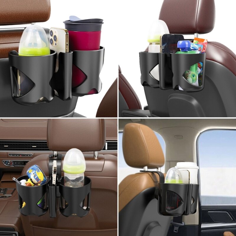 B2EB 우유병 및 휴대폰 스탠드 3-in-1 정리함 효율적인 여행 파트너 차량용 ABS 랙 스낵 및 컵 홀더 세트