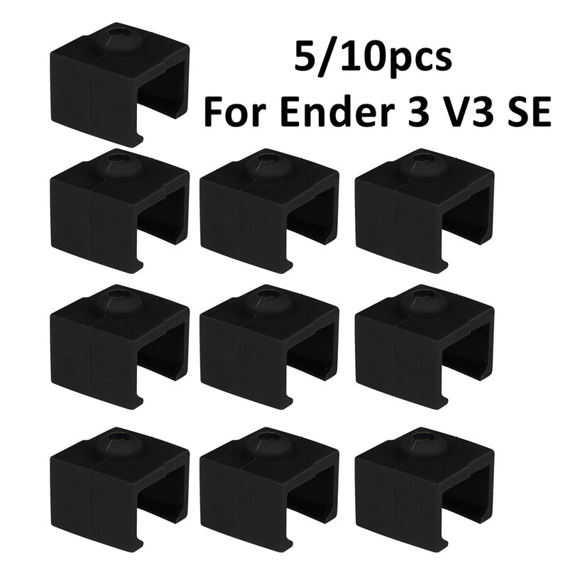 5/10ชิ้นถุงเท้าซิลิโคนสำหรับ ender 3 V3 SE ฝาปิดบล็อกความร้อนเคสฉนวนกันความร้อน hotend สำหรับ creality Ender3-V3 SE, สีดำ