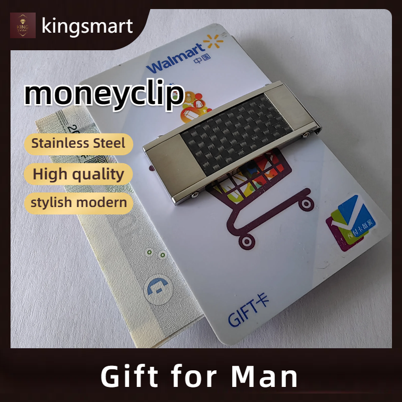 Stainless Steel Money Clip With Real Carbon Fiber Holder Slim Pocket Cash ID Credit Card Metal Bill Clips Wallet For Men