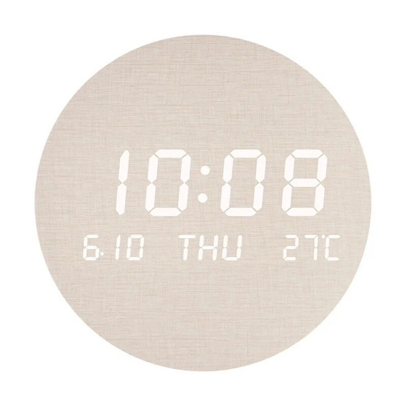 1pc LED Wall Clock Creative Clock Temperature Date Time Display Nordic Style Hanging Clock For Living Room Bedroom