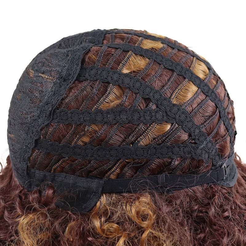 Parrucche Syntheitc per donne nere parrucca riccia Afro con frangia parrucca femminile in fibra ad alta temperatura parrucche per mamma quotidiana in stile Casual naturale