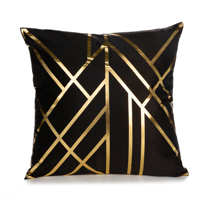 Carimbo de ouro fronha moderno europeu sofá capa de almofada para casa decorativa curto pelúcia fronha cama do carro