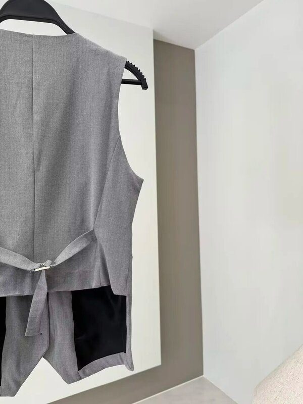 22 camiseta sin mangas para mujer, chaleco informal con cuello en V, diseño asimétrico en la espalda, Retro, con botones, Top único