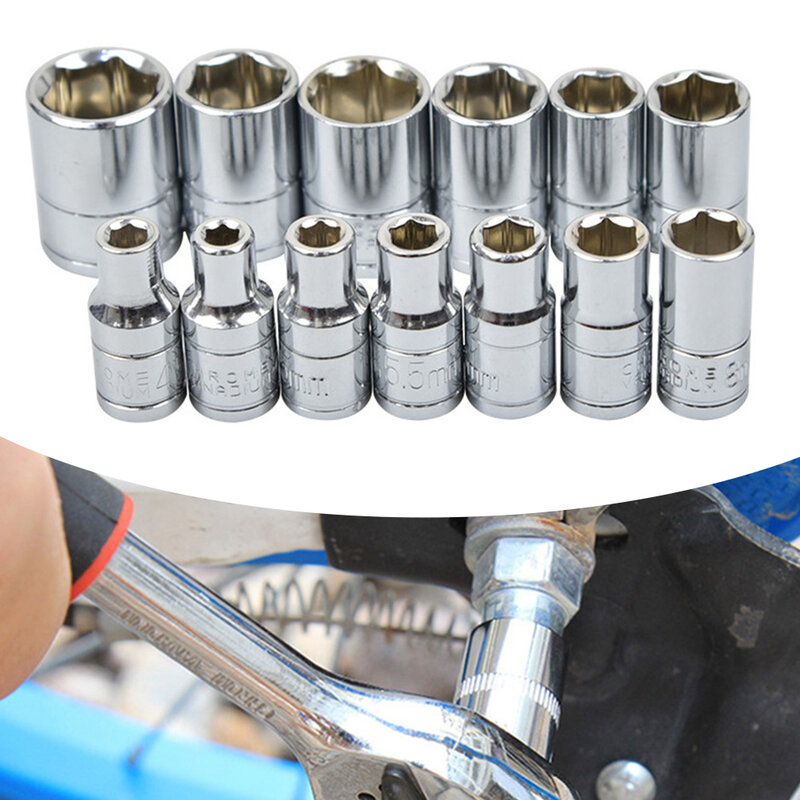 7777777777   1pc 1/4 Hex Socket Wrench Head Sleeve Hand Tools Auto Repair Removal Tool 4-14 Mm For Ratchet Wrench High-torque