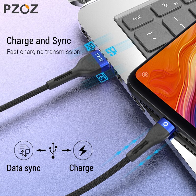 PZOZ Micro USB Cable de carga rápida para Samsung S7 Xiaomi Redmi Note 5 Pro Android teléfono móvil microUSB cargador