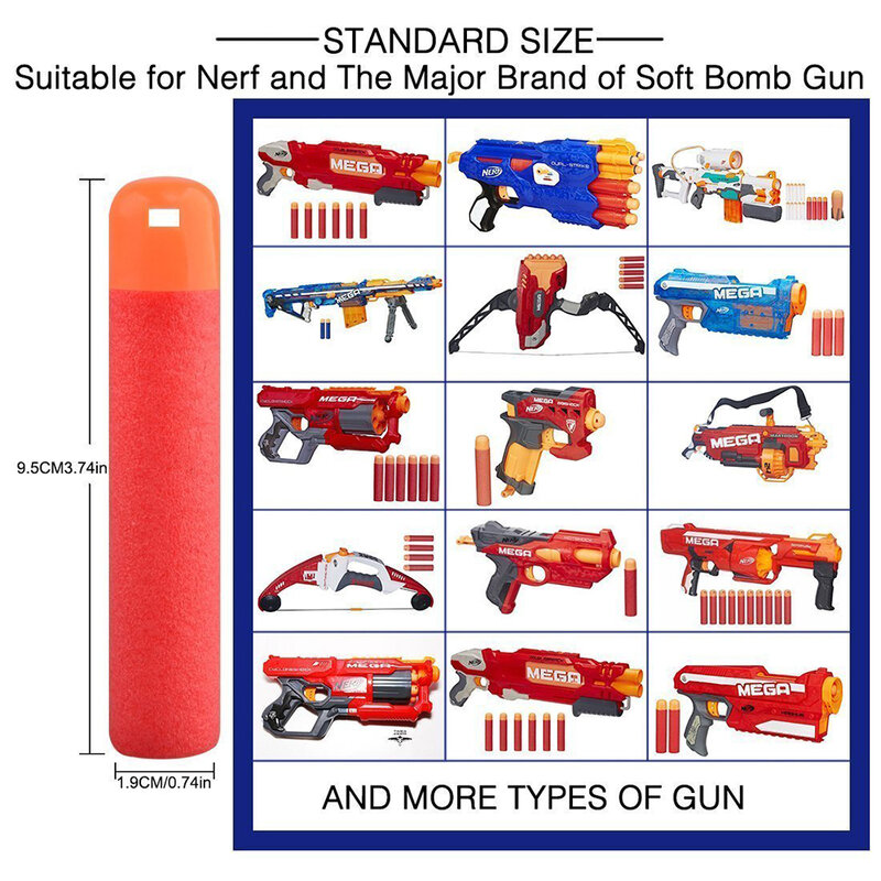 Nerf 메가 9.5cm 스나이퍼 다트 총알, 메가 폼 리필 다트, N-Strike 메가 시리즈용, 큰 구멍 헤드 총알, 6-30 개