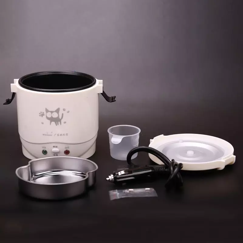 Car Mounted Rice Cooker Mini Rice Cooker 12V 24V 1L   Used in House  And Car for Two Persons Portable and concise Easy to Use