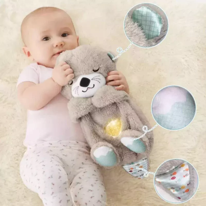 Nutria de peluche Musical para bebé, juguete sensorial con iluminación para dormir, regalo para recién nacido