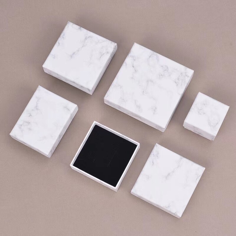 24 pçs marmoring branco caixa colar pulseira anéis caixa embalagem exibir caixa presentes jóias armazenamento organizador titular retângulo