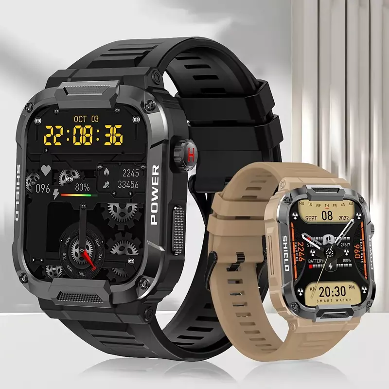 Новинка 2024, мужские уличные военные Смарт-часы с Bluetooth для звонков, умные часы для Android, IOS, водостойкие IP68, спортивные мужские часы для фитнеса