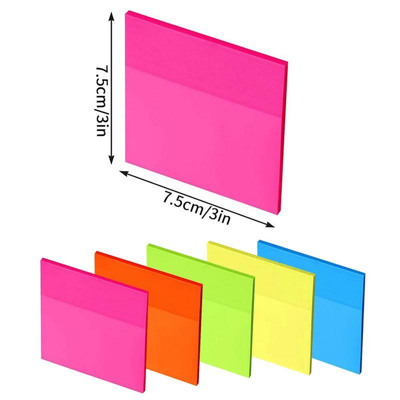 กระดาษโน้ตติดกาวใสสำหรับสัตว์เลี้ยงแผ่นจดบันทึกแบบแปะ3x3นิ้ว5สีอุปกรณ์การเรียน