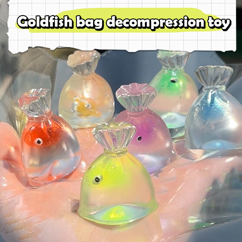 Squishy goldfish saco, mochi, brinquedo de borracha macia, bonito, rebote lento, descompressão, liberação do estresse, presente