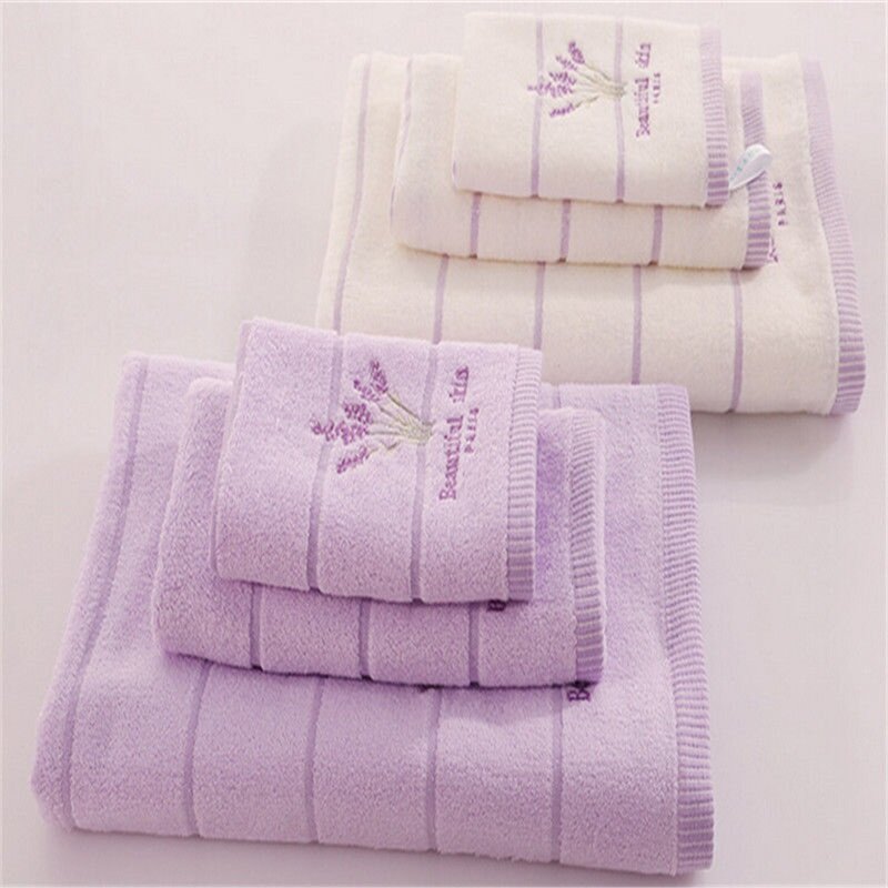 Bawełniany haft lawendowy aromaterapeutyczny miękki zestaw ręczników do rąk i twarzy