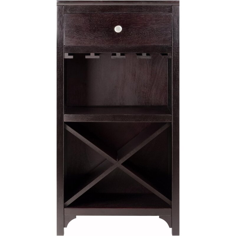 Ancona-armario de vino Modular con 1 cajón, estante de cristal, Espresso oscuro, 92745