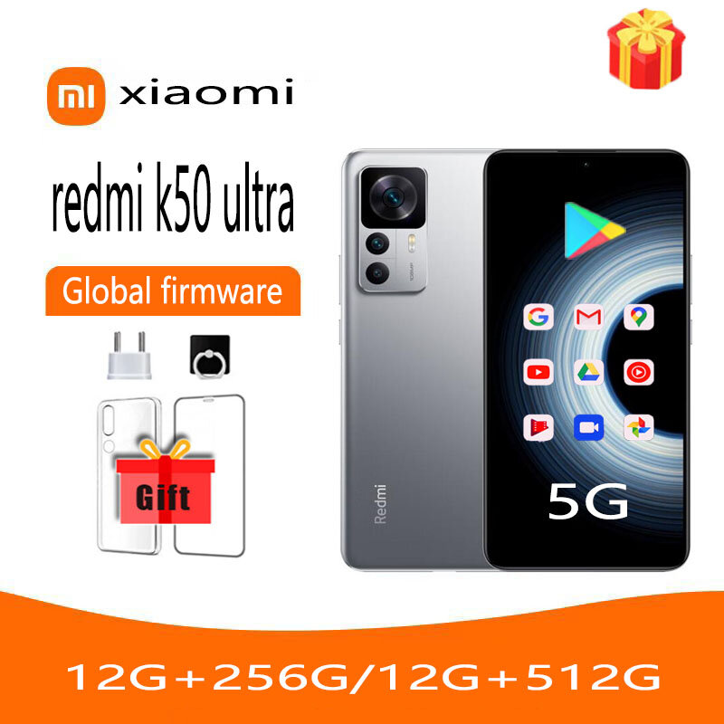 Xiaomi-redmi k50超スマートフォン,グローバルファームウェア,Snapdragon 8 plus 1, 120w充電器,5000mahバッテリー,108mpカメラ,5g,6.67インチ