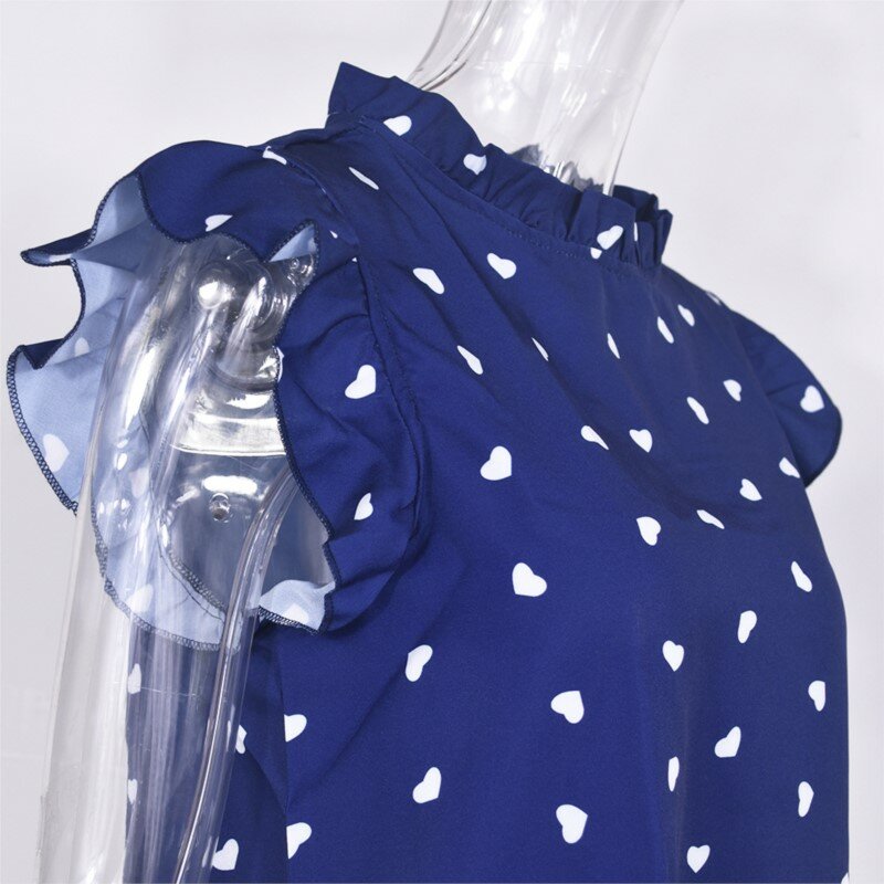 Camisa feminina com plissados emendados, manga curta, gola redonda, blusa de bolinhas, pulôver fino, blusa feminina, moda feminina