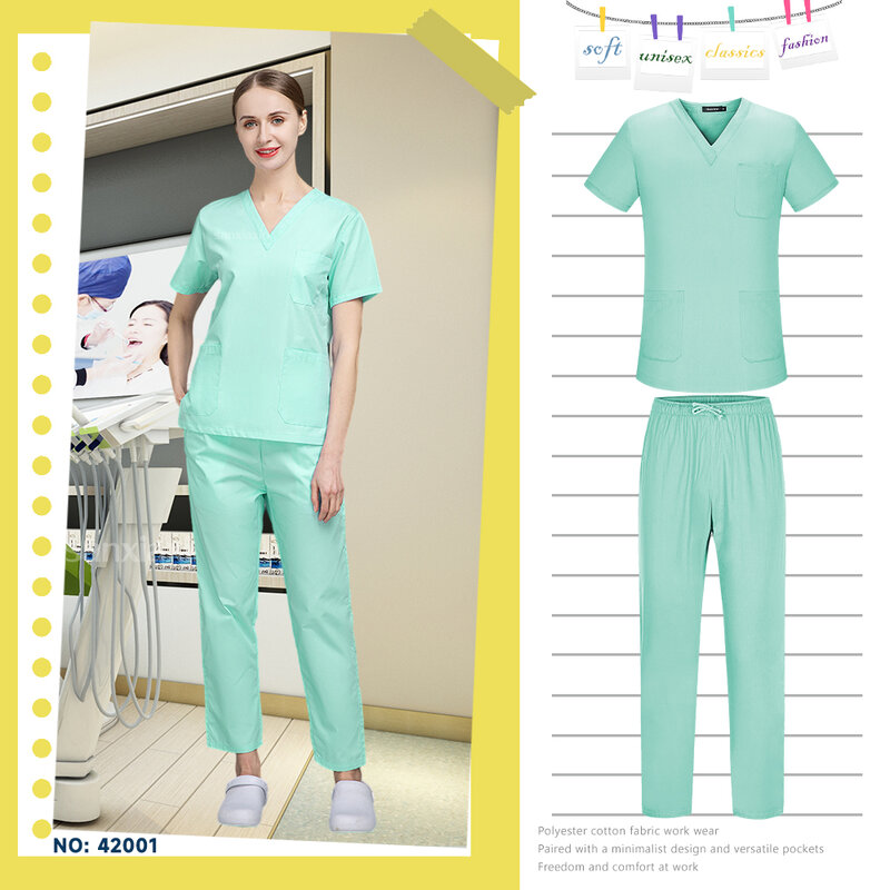 Unisex Multicolor Cirurgia Workwear, Uniforme de enfermeira, Hospital e Farmácia Workwear, Médico e Terno Dental Oral, Medical Scrubs Conjuntos