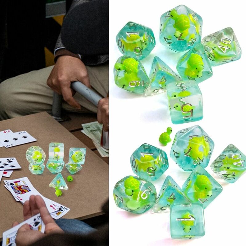 7Pcs Schildpad Dobbelstenen Set Polyhedrale Dier Spel Dobbelstenen Voor Trpg Dnd Accessoires Polyhedrale Dobbelstenen Voor Board Card Spel Math games