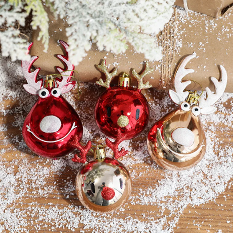 Ornements de boule de wapiti de Noël, arbre de Noël, décoration de fête de vacances, fournitures de cadeau de nouvel an, 2 pièces, 4 pièces