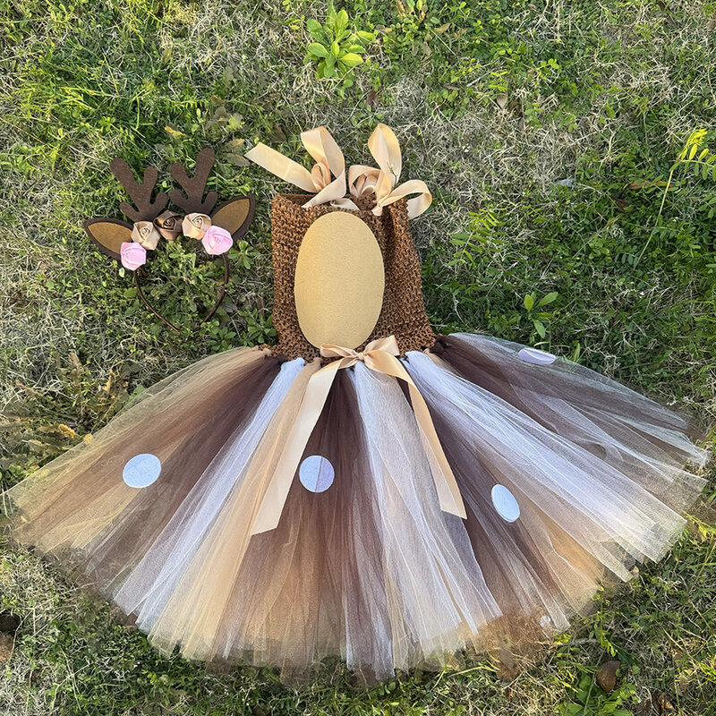 Deer Costumes for Baby Girls Christmas Dress for Kids Halloween Costumes Reindeer Tulle Tutu Dress Birthday Princess Clothes