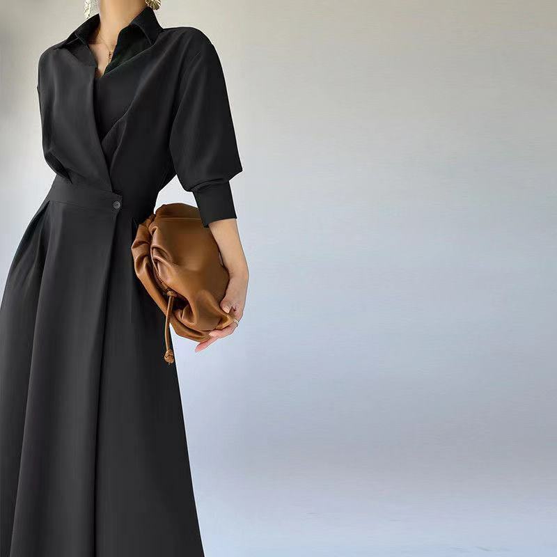 High-End Design Franse Nichejurk Voor Dames Lente/Zomer Nieuwe Koreaanse Versie Woon-Werkstijl Afslankende Lange Rok