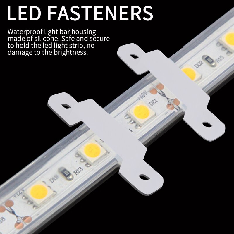 Luzes LED com clipe de fixação, fivela de silicone, adequado para 3528, 5050, 1210, RGB, 12mm, 100pcs