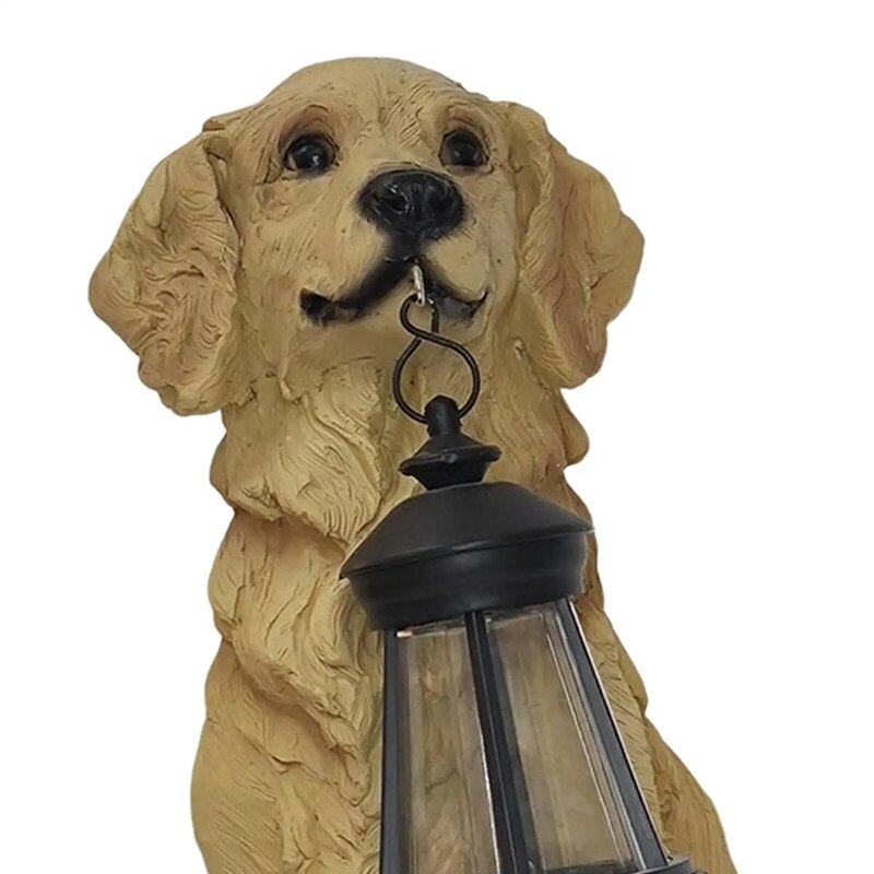 Estatuilla de resina colgante, adorno de linterna, decoración artística, luces solares, estatua de perros de jardín para el hogar