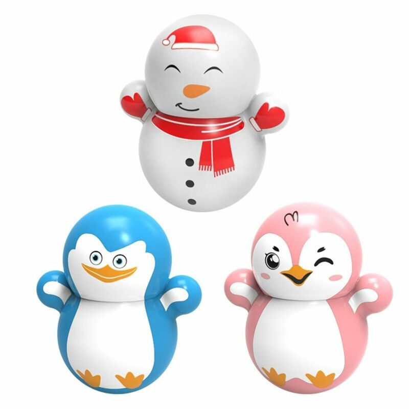Menyenangkan mainan edukasi Tumbler Mini, Tumbler Mini kartun manusia salju Penguin Desktop dekompresi ornamen kepala bergoyang hadiah kecil