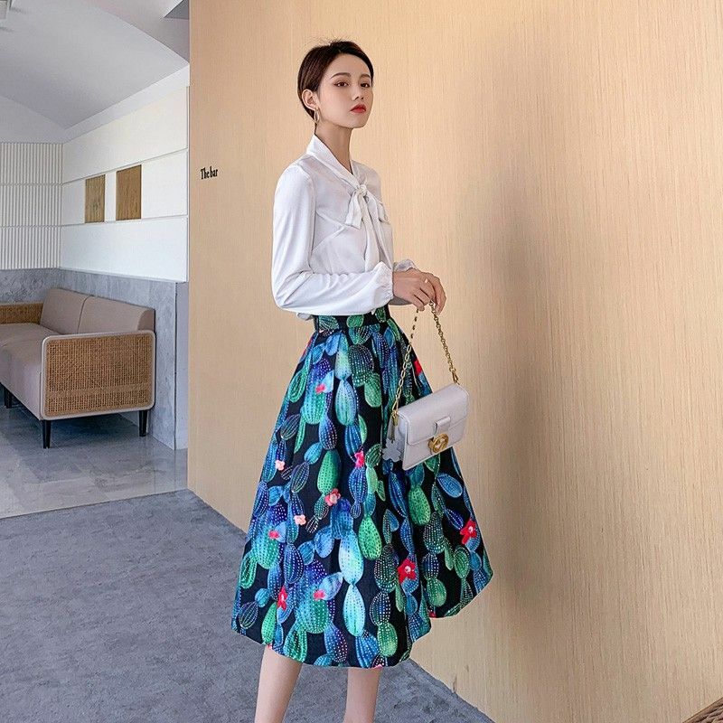 Female New Three-dimensional Printing Women Irregular Skirts Streetwear Temperament Elegant Fashion Pockets Chic Tutu Skirt Q624
