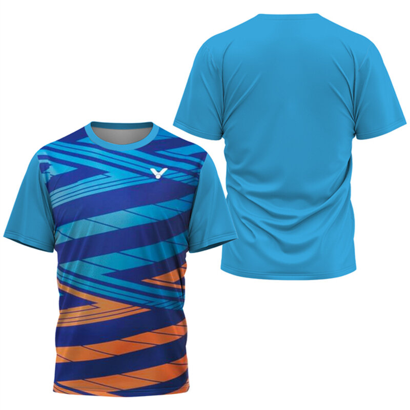 Heren T-Shirts Gradiënt Harajuku Badminton Tafeltennis Trainingspakken Zomer Comfortabel Ademend Snel Droog T-Shirts Losse Sporttop