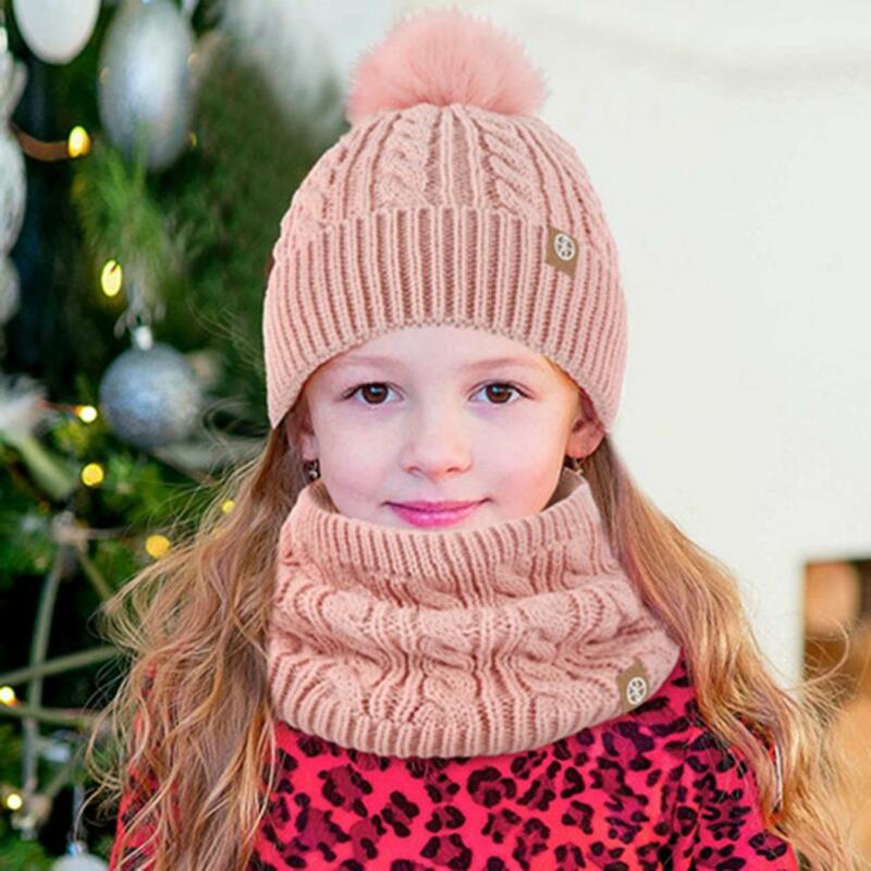 5-12 Years Kids Hat Knitted Kids Hat Kids Winter Outdoor Windproof 3pcs Set Knitted Thickened Hat Gloves for 5-12 for Children