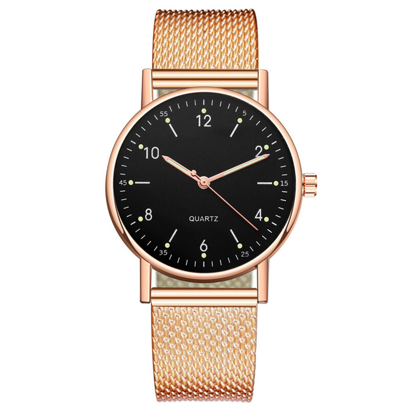 Relógio de quartzo high-end feminino, aço inoxidável, mostrador luminoso, malha, ultra-fino, lazer, relógios femininos, 2020