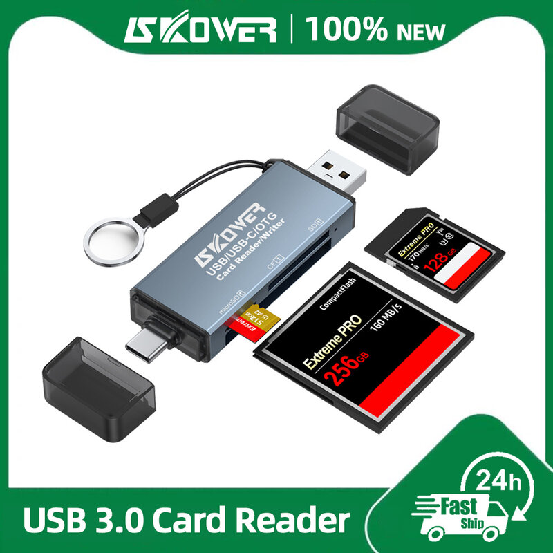 Skuter pembaca kartu tipe C, kecepatan tinggi Tipe C pembaca kartu USB 3.0 Micro SD TF kartu CF memori Flash Drive adaptor untuk kamera OTG Laptop ponsel