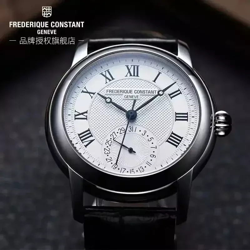 แฟชั่นใหม่นาฬิกาผู้ชายหรูหรามินิมอลเข็มคู่นาฬิกาคงที่ Frederik FC-710สายหนังนาฬิกาควอตซ์สันทนาการ