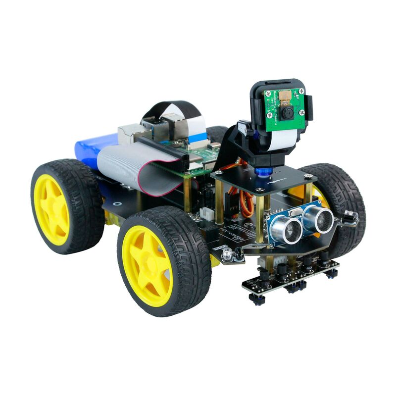 Raspbot-4WD Carro inteligente AI Vision Robot Learning Kit, câmera de 5MP, 186500 Bateria, controle FPV, faixa móvel, framboesa Pi 5