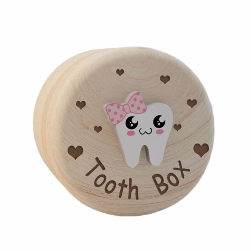 Organizzatore di denti da latte in legno durevole salva regali raccolta di denti scatola di cordone ombelicale scatola di immagazzinaggio dei denti di alta qualità