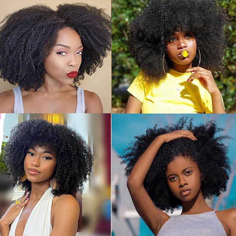 Wiązka włosów syntetycznych z zapięciem 6 szt. Pukiel włosów Afro wiązki z zapięciem afrykańska koronka dla kobiet do przedłużania włosów