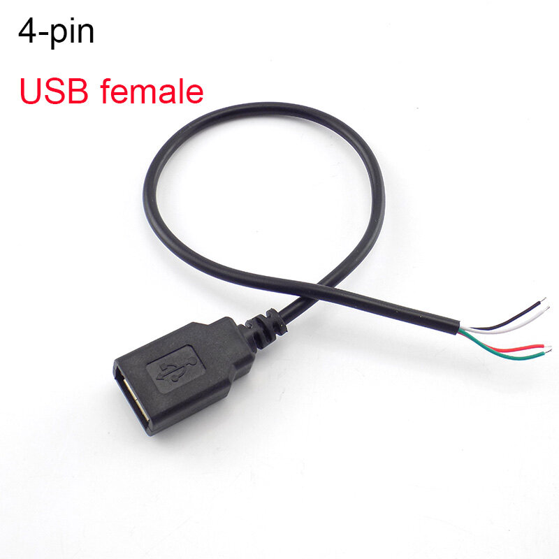 Masculino e Feminino USB Connector Cable, 4 Pin Wire, Cabo de Dados, Cabo de Extensão, Fonte de Alimentação para DIY, Adaptador 5V, Carregamento, 0.3m, 1m, 2m